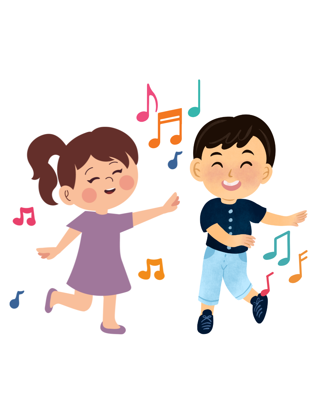 children singing and dancing