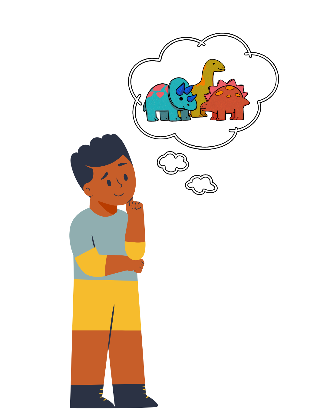 boy thinking about dinsaurs