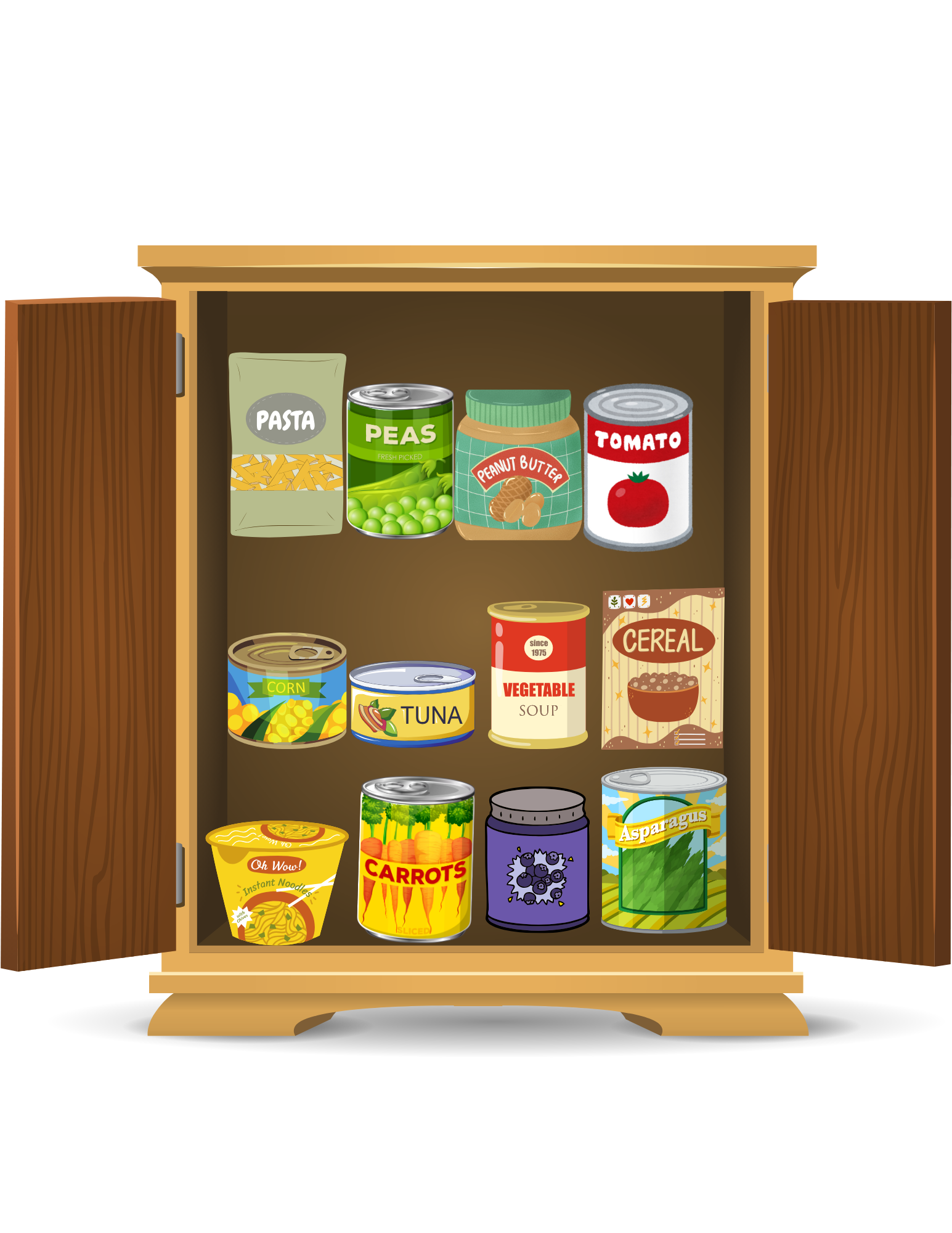 cupboard full of food