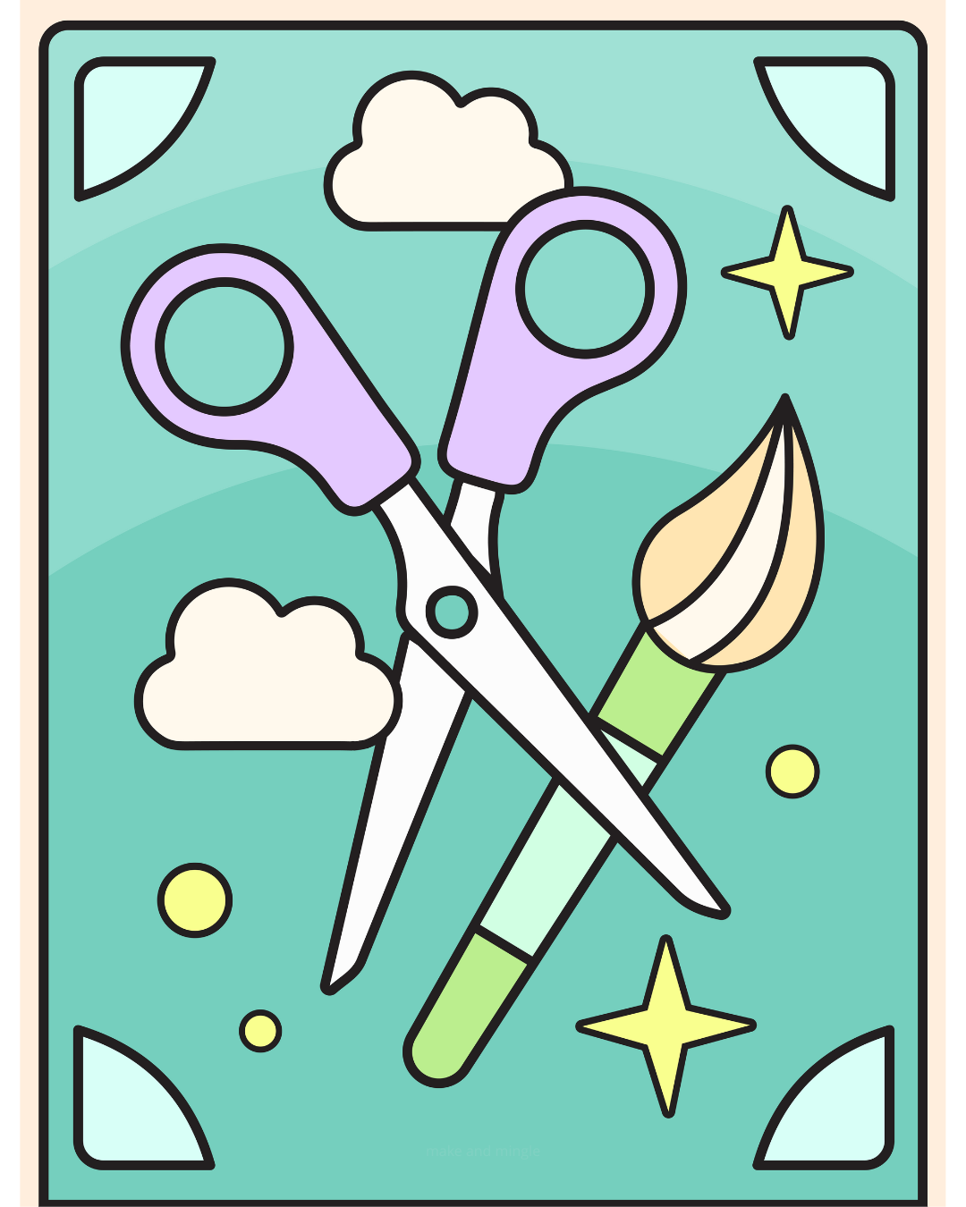 scissors and paint brush