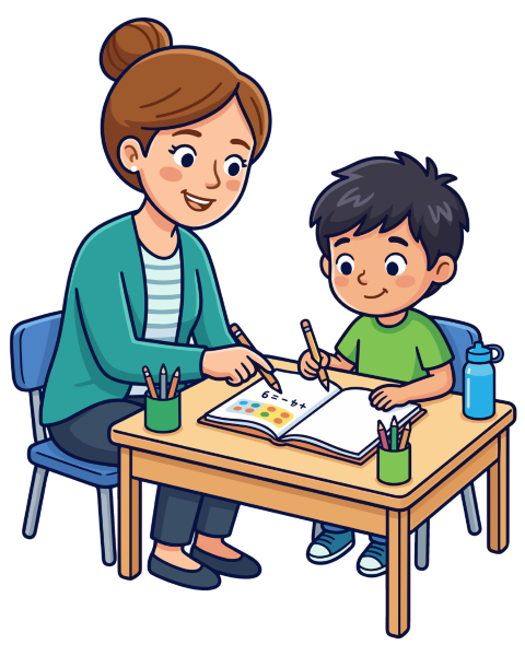 child with math tutor