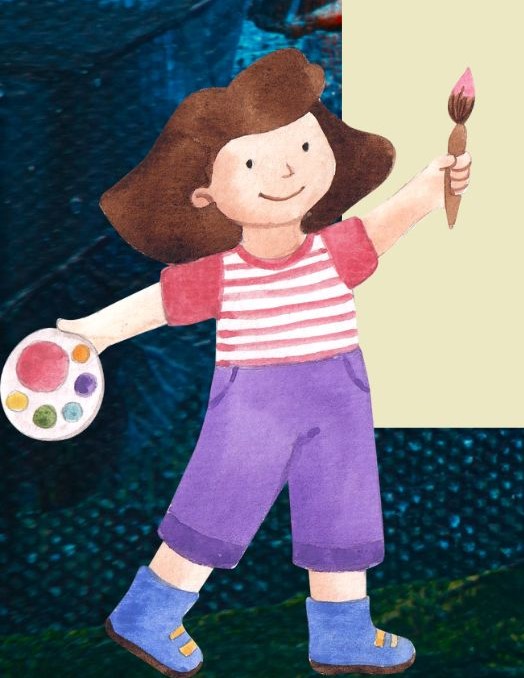 child holding paint brush