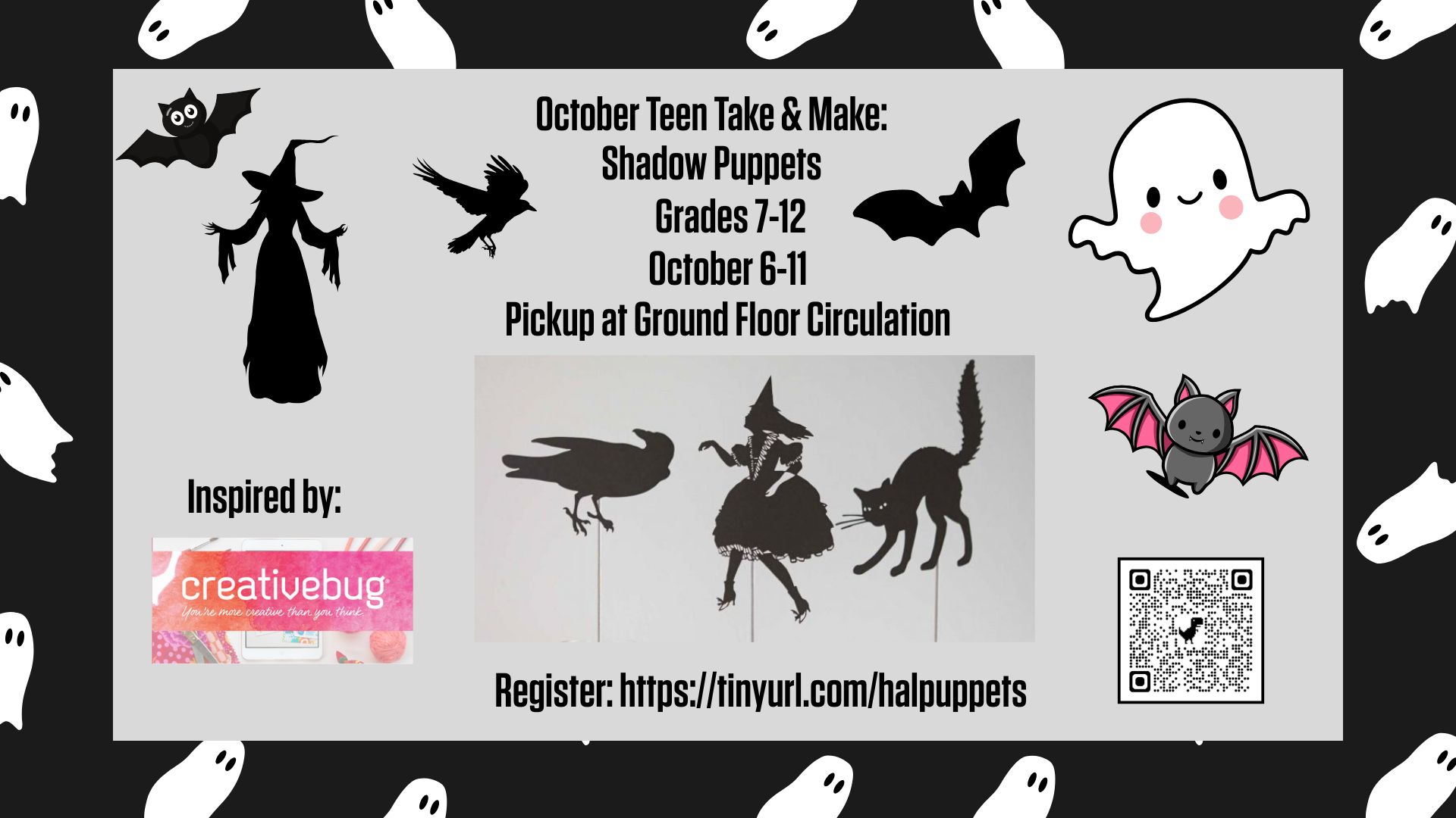 witch cat crow shadow puppets