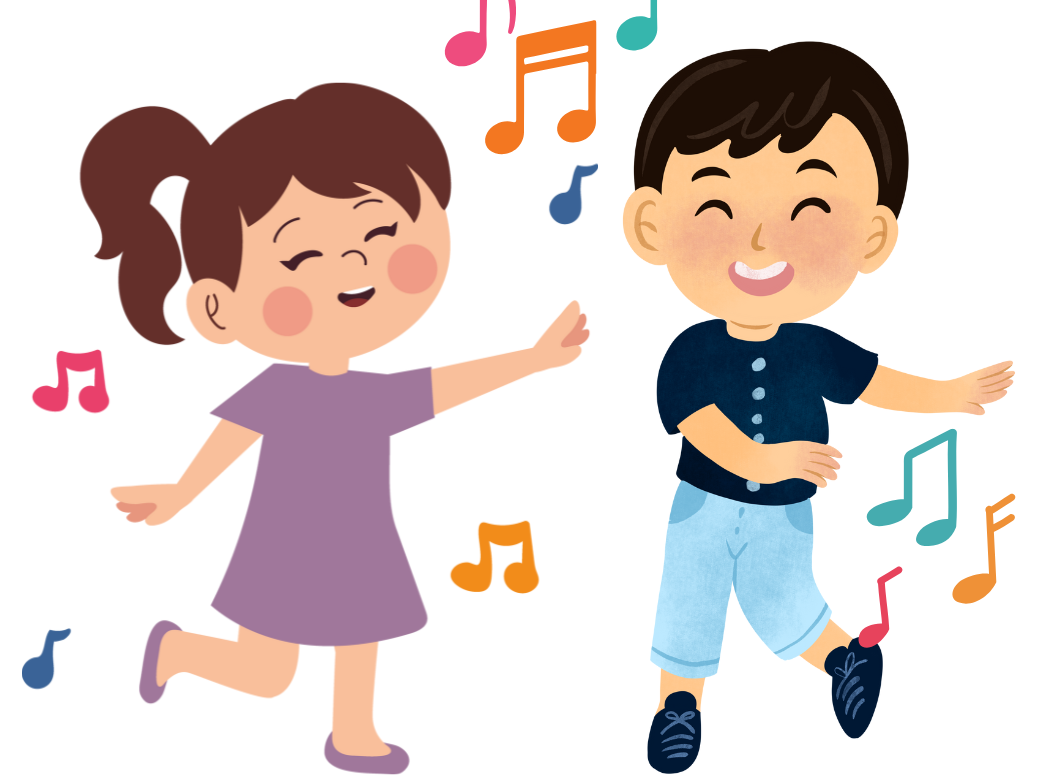 children singing and dancing