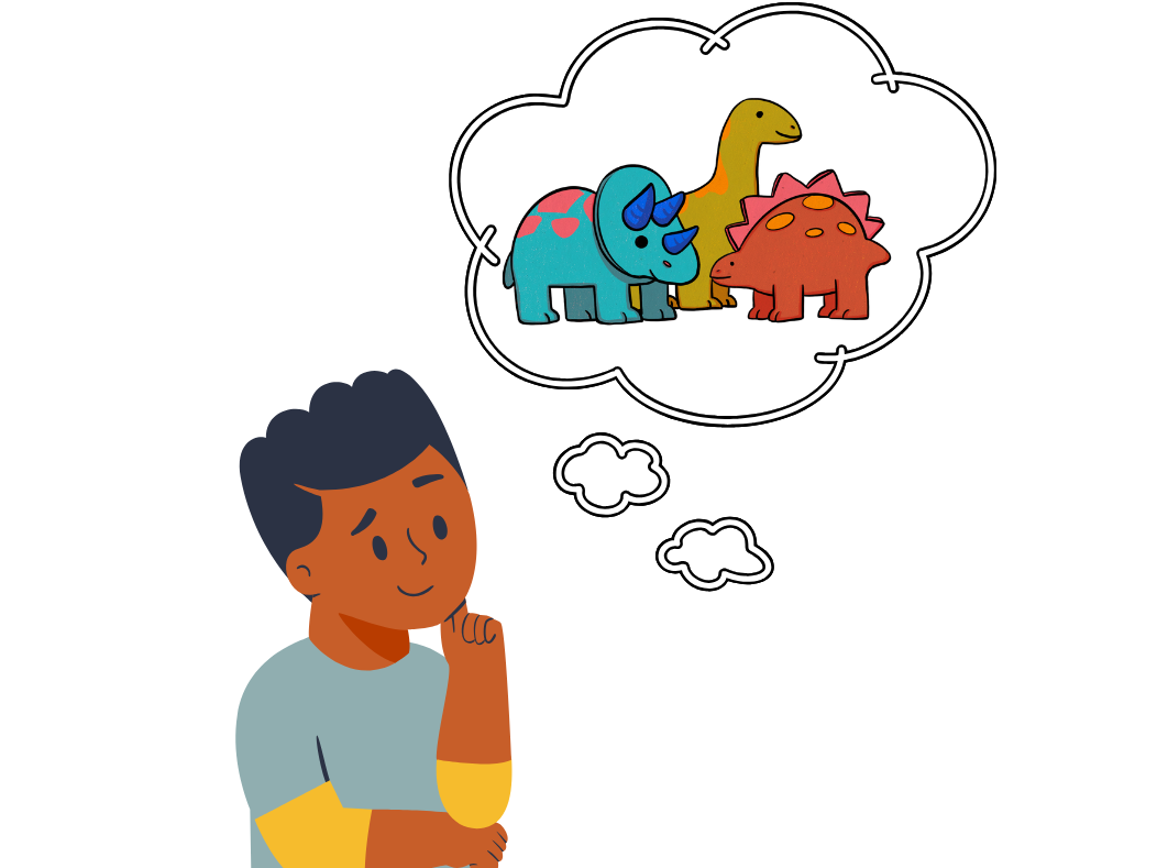 boy thinking about dinsaurs