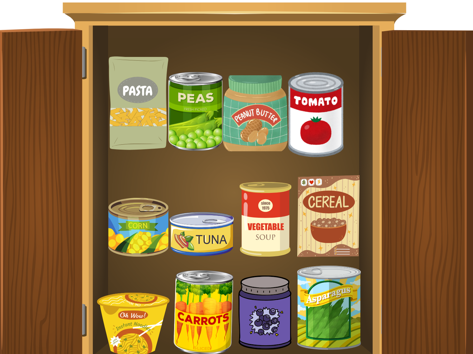 cupboard full of food