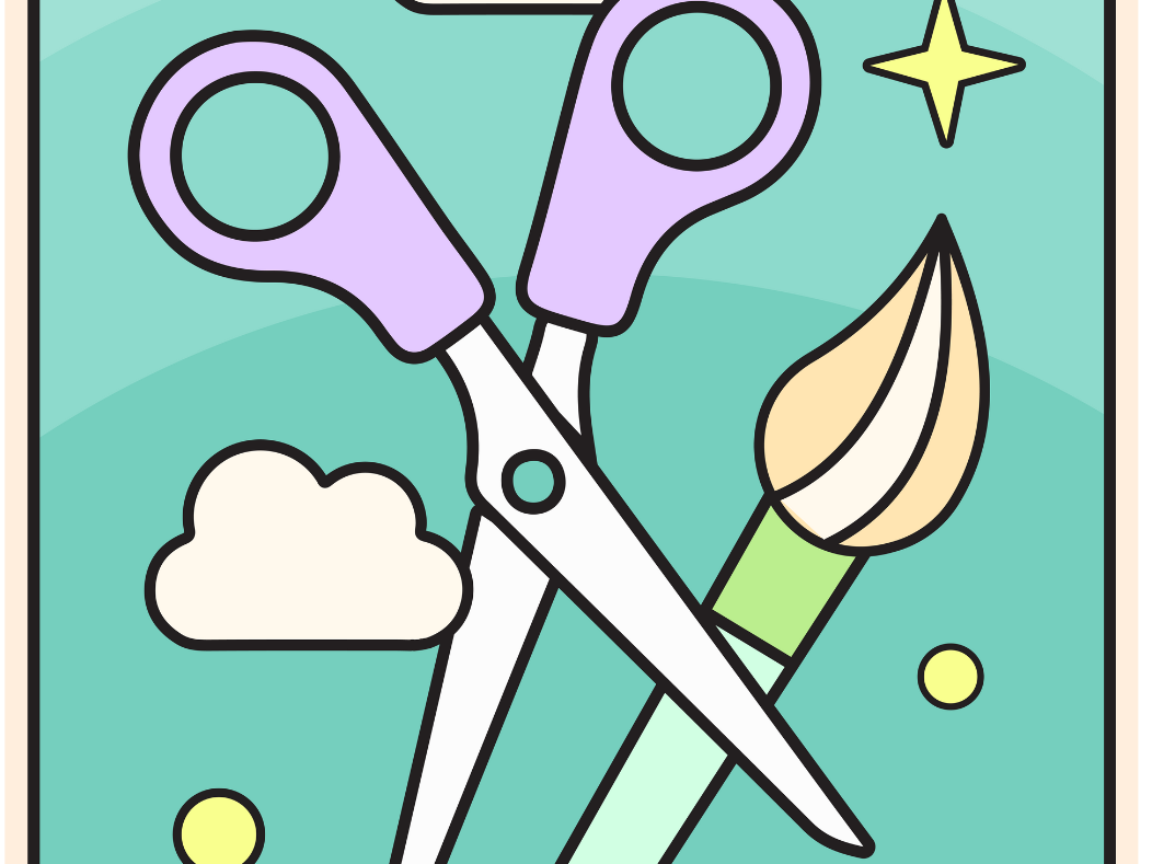 scissors and paint brush