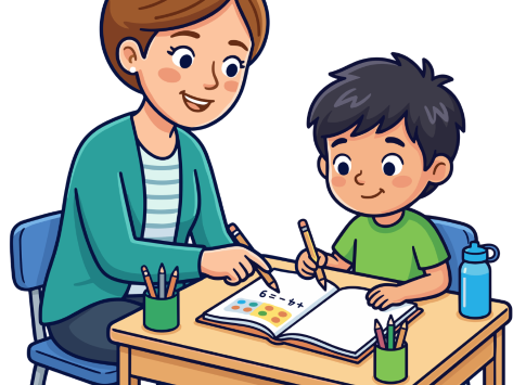 child with math tutor