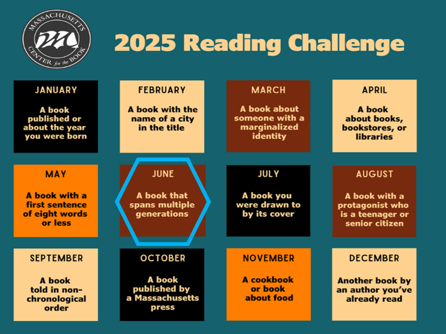 Massachusetts Center for the Book June 2025 Reading Challenge 
